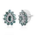 Indian Ocean Apatite and Moissanite Stud Earrings in Platinum Over Sterling Silver 2.35 ctw - Sticky add to cart bar