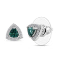 Indian Ocean Apatite and White Zircon Halo Stud Earrings in Platinum Over Sterling Silver 0.80 ctw - Sticky add to cart bar