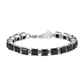 Thai Black Spinel Bracelet in Stainless Steel (6.50-8.0In) 28.50 ctw - Sticky add to cart bar