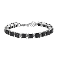Thai Black Spinel Bracelet in Stainless Steel (6.50-8.0In) 28.50 ctw