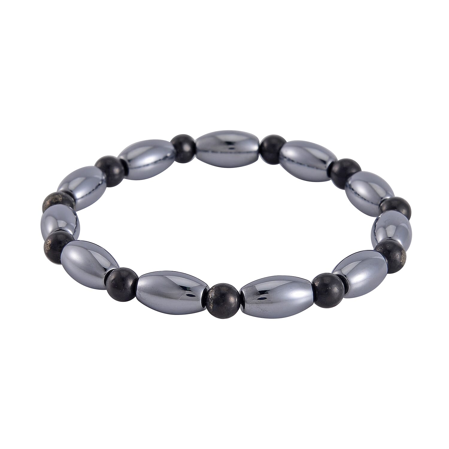 Terahertz and Shungite 61.00 ctw Beaded Stretch Bracelet