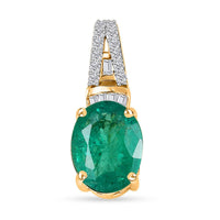 Iliana 18K Yellow Gold AAA Kagem Zambian Emerald and G-H SI Diamond Pendant without Chain 1.80 ctw