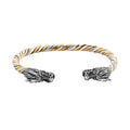 Bali Legacy Dragon Head Bangle Bracelet in Vermeil YG Over and Sterling Silver (7.25 In) 22 Grams - Sticky add to cart bar