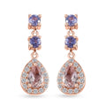 Premium Pink Morganite and Multi Gemstone Dangle Earrings in Vermeil Yellow Gold Over Sterling Silver 1.80 ctw - Sticky add to cart bar