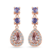 Premium Pink Morganite and Multi Gemstone Dangle Earrings in Vermeil Yellow Gold Over Sterling Silver 1.80 ctw