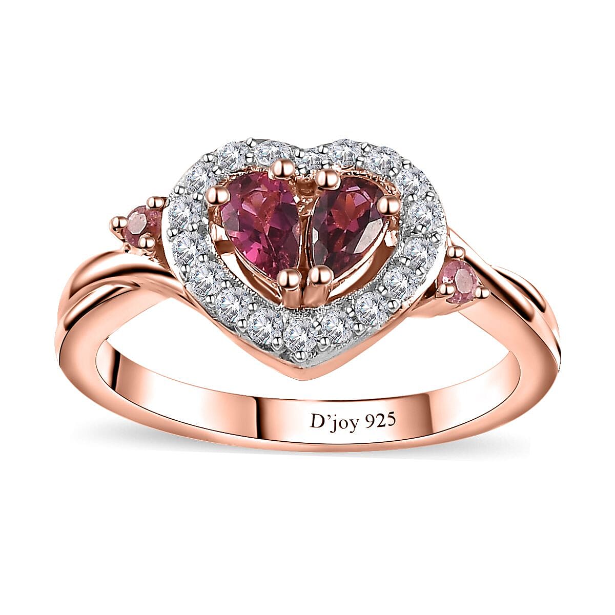 Ouro Fino Rubellite and Multi Gemstone Ring in Vermeil Rose Gold Over Sterling Silver (Size 10.0) 0.75 ctw