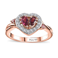 Ouro Fino Rubellite and Multi Gemstone Ring in Vermeil Rose Gold Over Sterling Silver (Size 10.0) 0.75 ctw