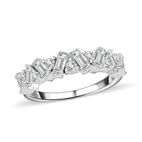 Moissanite Ring in Rhodium Over Sterling Silver (Size 11.5) 1.25 ctw