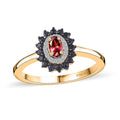Ofiki Rubellite and Multi Gemstone Double Halo Ring in Vermeil Yellow Gold Over Sterling Silver (Size 10.0) 0.65 ctw (Del. in 8-10 Days) - Sticky add to cart bar