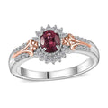 Ofiki Rubellite and White Zircon Sunburst Ring in Vermeil RG and Platinum Over Sterling Silver (Size 10.0) 0.65 ctw (Del. in 8-10 Days) - Sticky add to cart bar