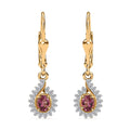 Ofiki Rubellite and White Zircon Lever Back Earrings in Vermeil Yellow Gold Over Sterling Silver 0.50 ctw - Sticky add to cart bar