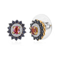 Ofiki Rubellite and Multi Gemstone Double Halo Earrings in Vermeil Yellow Gold Over Sterling Silver 1.00 ctw - Sticky add to cart bar