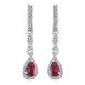 Ofiki Rubellite and White Zircon Drop Earrings in Platinum Over Sterling Silver 0.85 ctw - Sticky add to cart bar