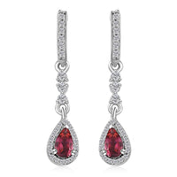 Ofiki Rubellite and White Zircon Drop Earrings in Platinum Over Sterling Silver 0.85 ctw