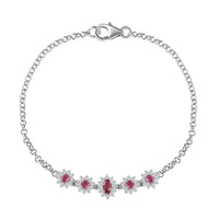 Ofiki Rubellite and Moissanite Bracelet in Platinum Over Sterling Silver (7.25 In) 1.30 ctw