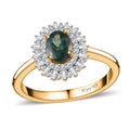 Premium Ocean Blue Apatite, Diamond (0.33 cts) Ring in Vermeil YG Over Sterling Silver (Size 10.0) 1.20 ctw - Sticky add to cart bar