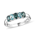 Premium Indian Ocean Apatite, Apatite 5 Stone Ring in Platinum Over Sterling Silver (Size 10.0) 1.20 ctw - Sticky add to cart bar