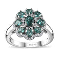 Ocean Blue Apatite, Moissanite Ring in Platinum Over Sterling Silver (Size 8.0) 1.90 ctw - Sticky add to cart bar