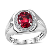 Rhapsody 950 Platinum AAAA Ouro Fino Rubellite and E-F VS Diamond Men's Ring (Size 10.0) 10.70 Grams 3.10 ctw