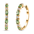 Tsavorite Garnet and Moissanite Earrings in Vermeil Yellow Gold Over Sterling Silver 2.50 ctw (Del. in 10-12 Days) - Sticky add to cart bar