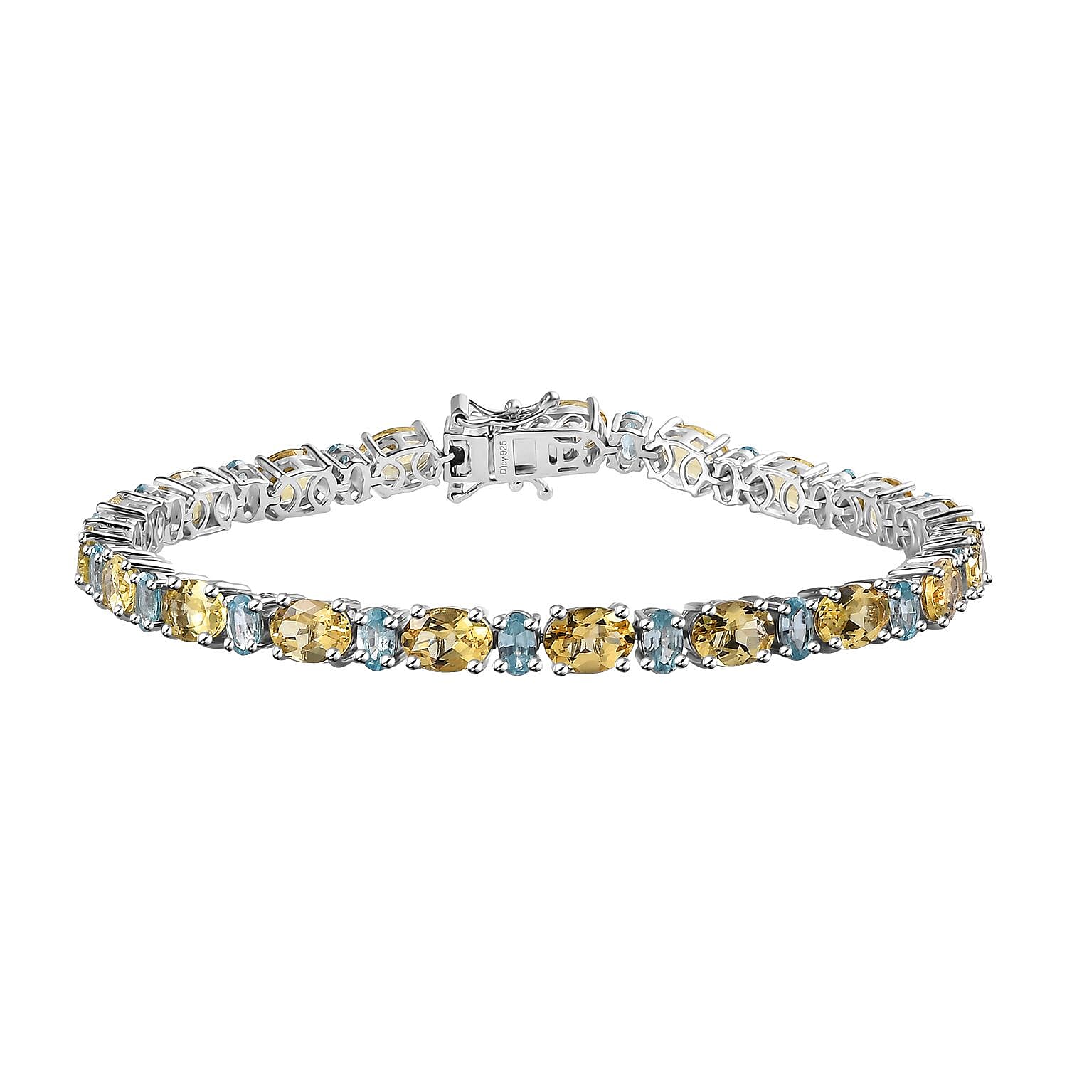 Epic Deal Sunfire Beryl, Blue Zircon Tennis Bracelet in Platinum Over Sterling Silver (6.50 In) 15.40 ctw