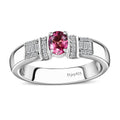 Ouro Fino Rubellite and White Zircon Ring in Platinum Over Sterling Silver (Size 7.0) 0.75 ctw - Sticky add to cart bar