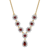D'Joy Ofiki Rubellite and Moissanite Necklace 18-20 Inches in Vermeil Yellow Gold Over Sterling Silver 2.00 ctw