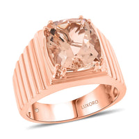 Luxoro 10K Rose Gold AAA Marropino Morganite, Diamond (G-H, I2) Men's Ring (Size 10.0) (8.15 g) 4.65 ctw