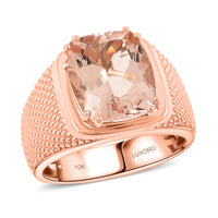 Luxoro 10K Rose Gold AAA Marropino Morganite, Diamond (G-H, I2) Men's Ring (Size 10.0) (7.20 g) 4.65 ctw