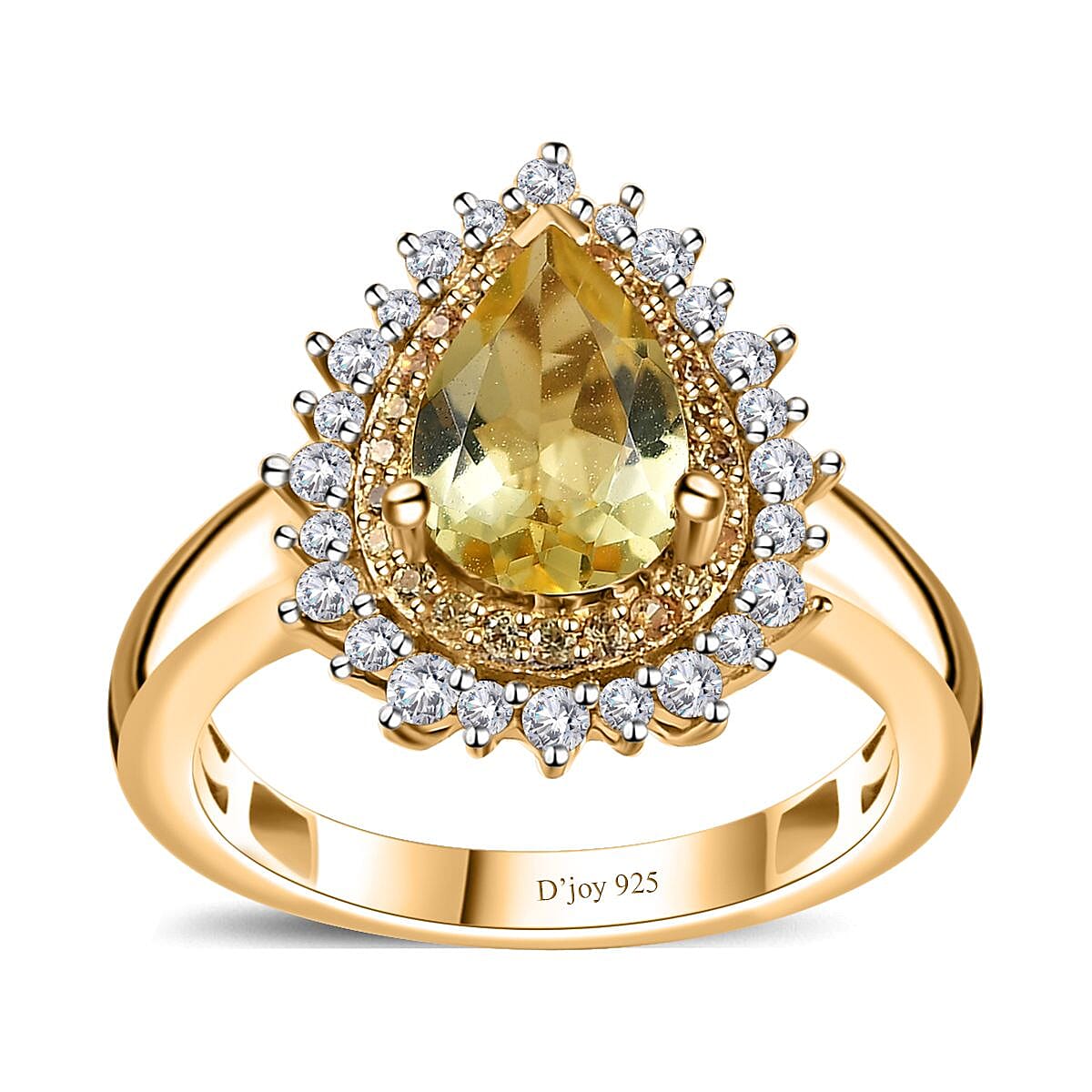 Sunfire Beryl, Multi Gemstone Ring in Vermeil YG Over Sterling Silver (Size 10.0) 1.65 ctw