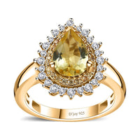 Sunfire Beryl, Multi Gemstone Ring in Vermeil YG Over Sterling Silver (Size 10.0) 1.65 ctw