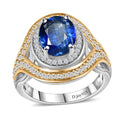 Premium Kashmir Kyanite, White Zircon Ring in Vermeil YG and Platinum Over Sterling Silver (Size 10.0) (Del. in 8-10 Days) 4.30 ctw - Sticky add to cart bar