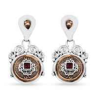 Sajen Silver Brazilian Citrine and Mozambique Garnet Coin Earrings in Sterling Silver 1.75 ctw