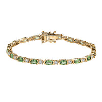 Tsavorite Garnet and Moissanite Bracelet in Vermeil Yellow Gold Over Sterling Silver (6.50 In) 5.50 ctw (Del. in 10-12 Days)