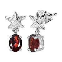 Mozambique Garnet Fancy 1.70 ctw Earrings in Sterling Silver
