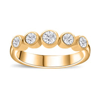 Moissanite 5 Stone Ring in 18K Vermeil YG Over Sterling Silver (Size 10.0) 0.50 ctw