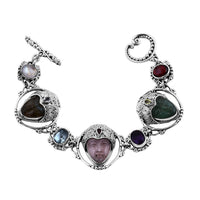Sajen Silver Galilea Rose Quartz and Multi Gemstone Bracelet in Sterling Silver (7.25 In) 39.10 ctw