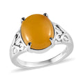 Yellow Jade Solitaire Ring in Stainless Steel (Size 10.0) 6.20 ctw - Sticky add to cart bar