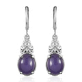 Purple Jade Lever Back Earrings in Stainless Steel 6.50 ctw - Sticky add to cart bar