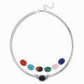 7pcs Interchangeable Multi Gemstone 51.00 ctw Omega Chain Necklace 18-20 Inches in Stainless Steel - Sticky add to cart bar