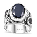 Artisan Crafted Thai Black Spinel Elephant Ring in Sterling Silver (Del. in 8-10 Days) 12.10 ctw - Sticky add to cart bar