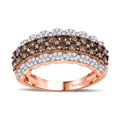 Natural Champagne and White Diamond Band Ring in Sterling Silver - Sticky add to cart bar