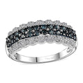 Blue and White Diamond Ring in Platinum Over Sterling Silver 1.00 ctw - Sticky add to cart bar