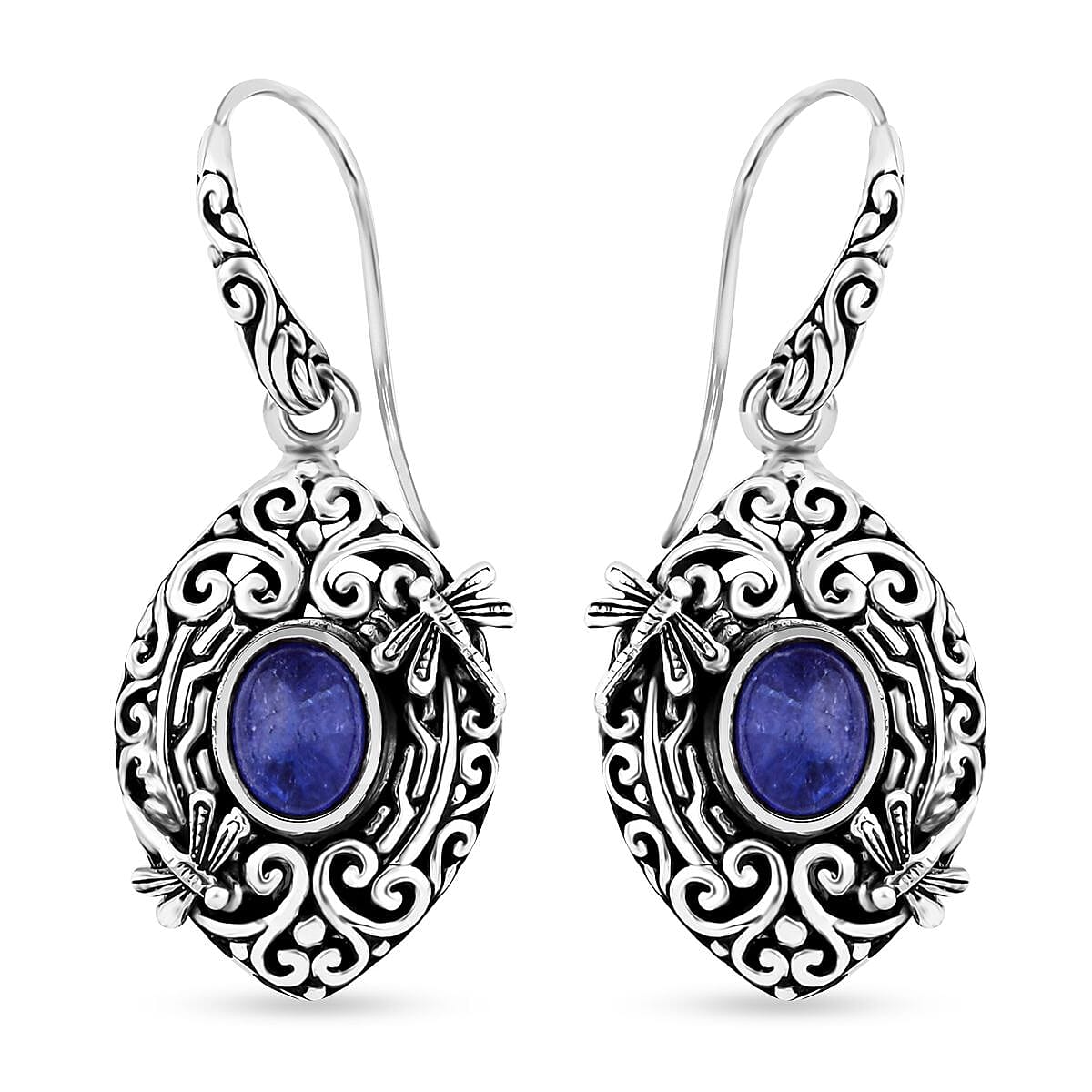 Bali Legacy Tanzanite Dragonfly Earrings in Sterling Silver 3.40 ctw