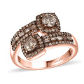 Natural Champagne Diamond Bypass Ring in Vermeil Rose Gold Over Sterling Silver - Sticky add to cart bar