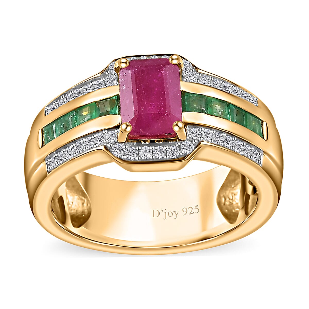 Premium Taveta Ruby and Multi Gemstone Ring in Vermeil Yellow Gold Over Sterling Silver 2.00 ctw
