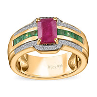 Premium Taveta Ruby and Multi Gemstone Ring in Vermeil Yellow Gold Over Sterling Silver 2.00 ctw