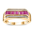 Premium Taveta Ruby, White Zircon Men's Ring in Vermeil YG Over Sterling Silver (Size 11.0) 1.85 ctw - Sticky add to cart bar