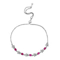D'Joy Premium Royal Ruby and White Zircon Bolo Bracelet in Platinum Over Sterling Silver 1.50 ctw - Sticky add to cart bar