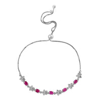 D'Joy Premium Royal Ruby and White Zircon Bolo Bracelet in Platinum Over Sterling Silver 1.50 ctw